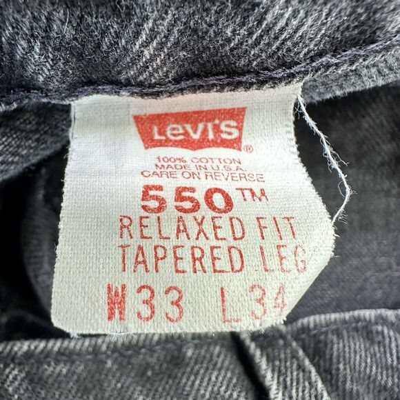 Vintage Levis 550 Jeans Mens 33x34 Black Relaxed Fit Tapered Orange Tab 90s USA - Picture 7 of 8